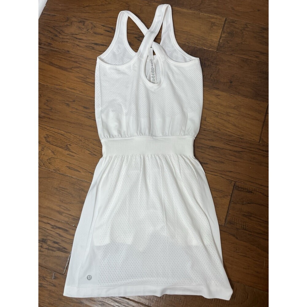 Lululemon Flex On Court Dress Tennis White Cross Straps Sleeveless Women 4 Skort - Picture 5 of 8